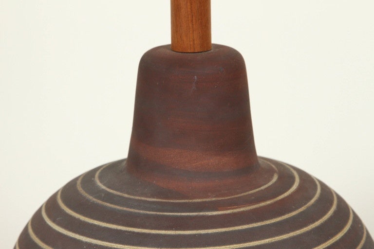Striped Ceramic Martz Lamp In Excellent Condition In Los Angeles, CA