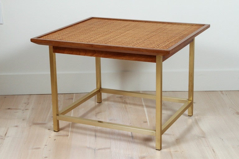 Mid-Century Modern Pair of Cane and Brass Side Tables by Kipp Stewart & Stewart MacDougall