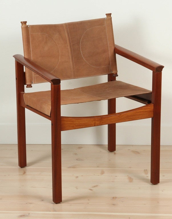 Brazilian  Leather Sling Chair by Michel Arnoult