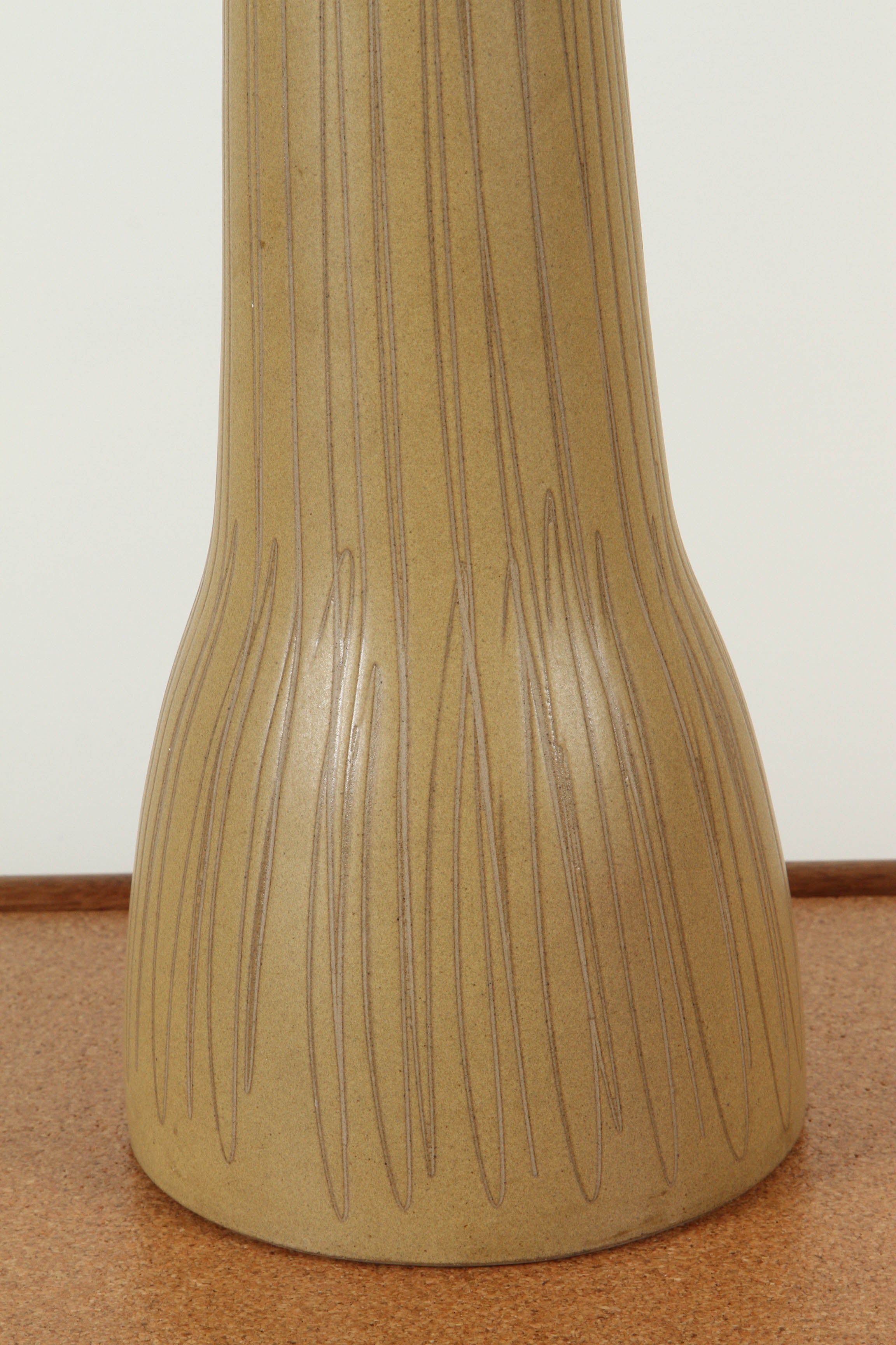 Mid-20th Century Tall Ochre Sgraffito Glazed Ceramic Matrz Lamp 