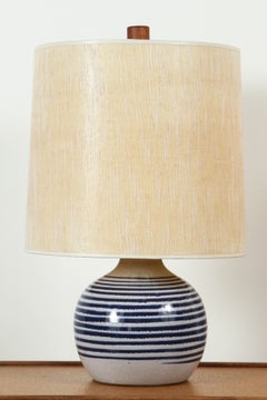 Pair of Striped Martz Studio Lamps with Original Shades