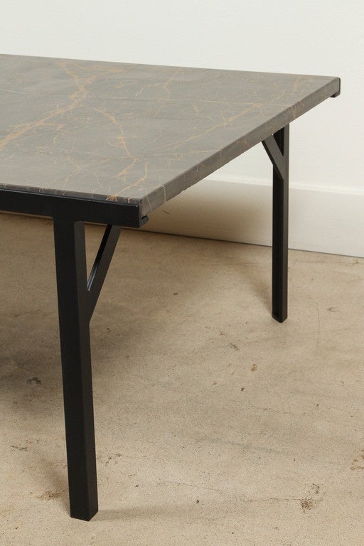 Contemporary Montrose Table with Bronzetto Marble Top by Lawson-Fenning