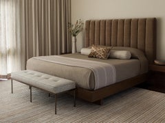 Lawson-Fenning Paul Bench, Mohair & Solid Brass, Modern Bench