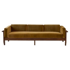 Lawson-Fenning Portola Sofa, Green Velvet & Solid Walnut Base, Modern Couch
