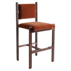Lawson-Fenning Morro Counterstool, Upholstered Seat, Mohair & Solid Walnut