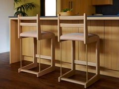 Tabouret de bar Lawson-Fenning Cruz, chêne massif et cuir, tabouret de bar moderne