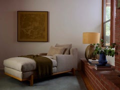 Brian Paquette for Lawson-Fenning George Chaise, Brushed Linen & Oak