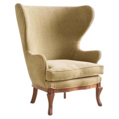 Lawson-Fenning Highland Wingback-Sessel, beiger Cord, moderner Sessel
