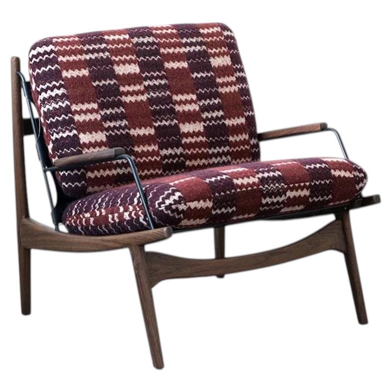 Lawson-Fenning Maker’s Armchair, Zig Zag Plaid & Solid Oak, Modern Lounge Chair
