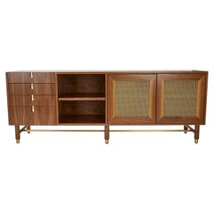 Lawson-Fenning Niguel Credenza, Walnut w/ Brass Details, Modern Media Console