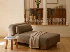 DISC Interiors for Lawson-Fenning Seymour Chaise, Grey Boucle & Solid Oak