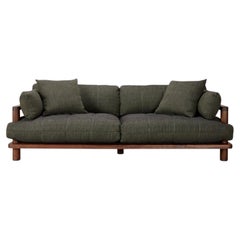 Lawson-Fenning San Rafael Sofa, Green Strie Cushion & Solid Walnut, Modern Couch