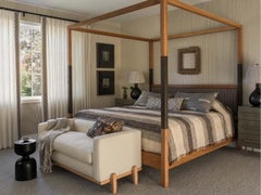George Bench by Brian Paquette for Lawson-Fenning, Beige Linen & Solid Oak