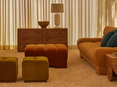 Josh Greene for Lawson-FenningFairview Ottoman, Orange Mohair, Modern Footstool