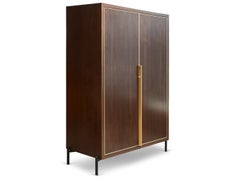 Lawson-Fenning Balboa Cabinet, Walnut w/ Brass Details, Modern Armoire