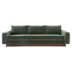 Lawson-Fenning Mesa Sofa XL, Green Mohair with Walnut Base, Modern Couch