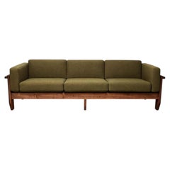 Lawson-Fenning Portola Sofa, Green Performance Fabric & Walnut, Modern Couch
