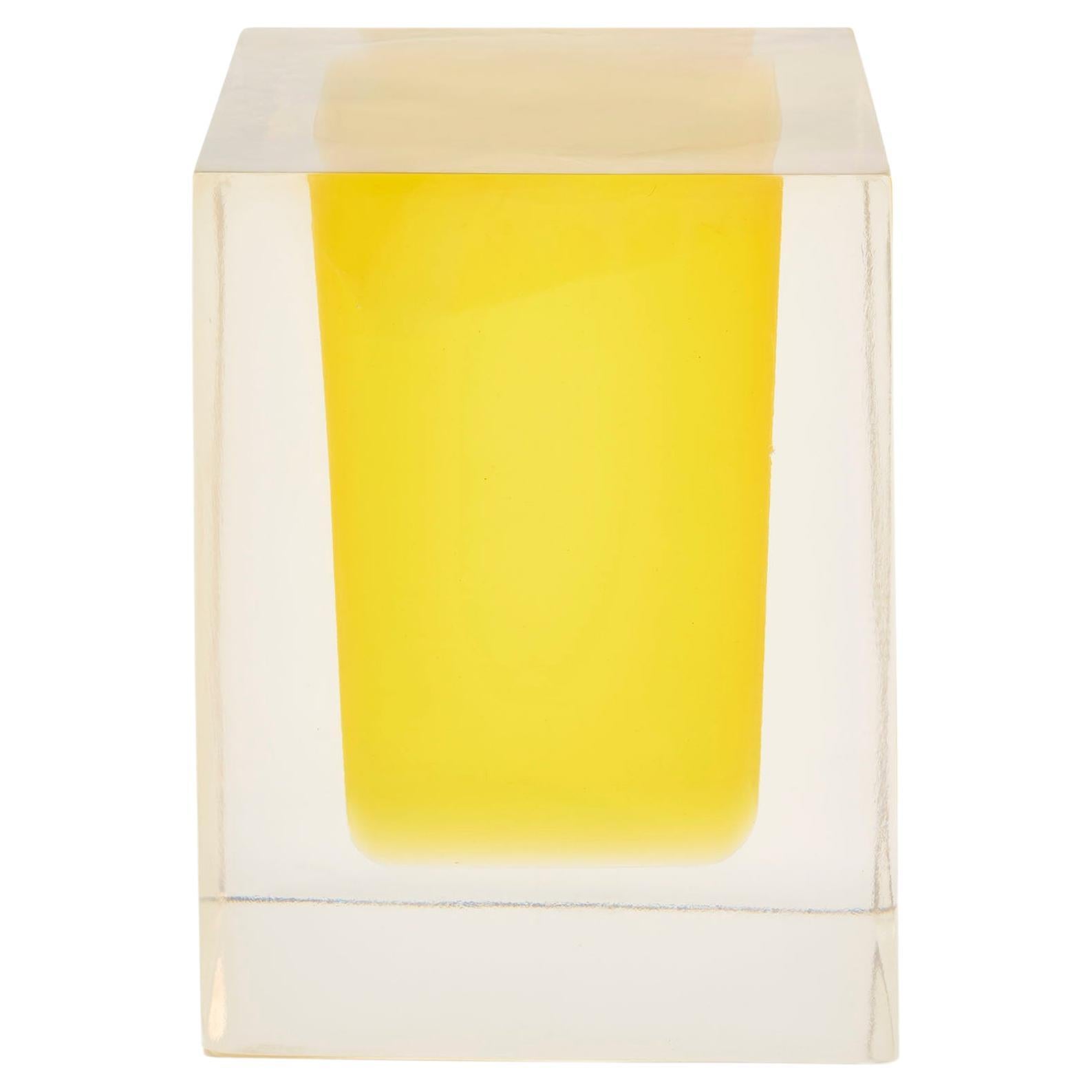 Dark and Stormy, Clear and Yellow Colored Resin Side Table