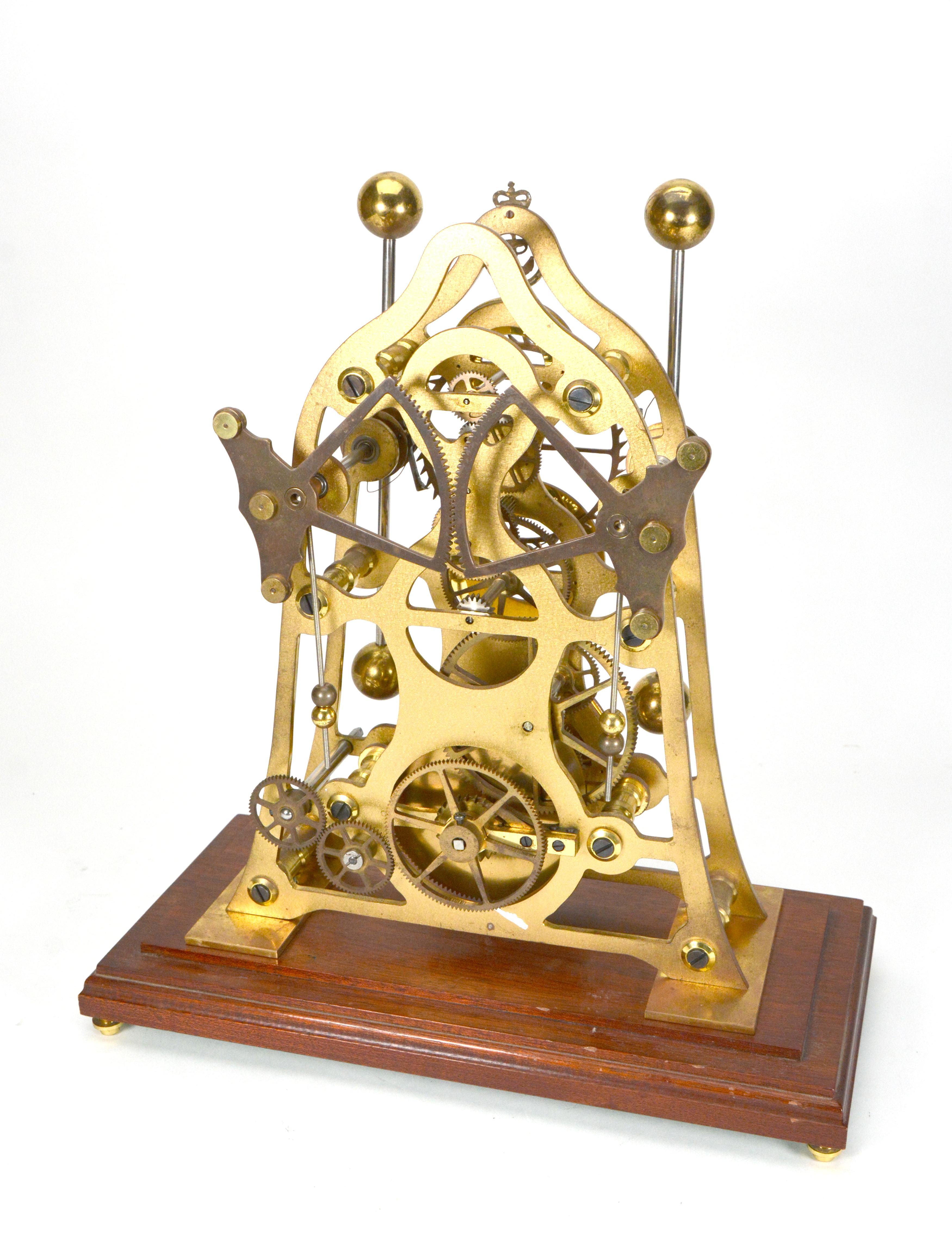 Horloge de sauterelle anglaise vintage Devon Harrison Grasshopper à double pendule squelette en vente 4