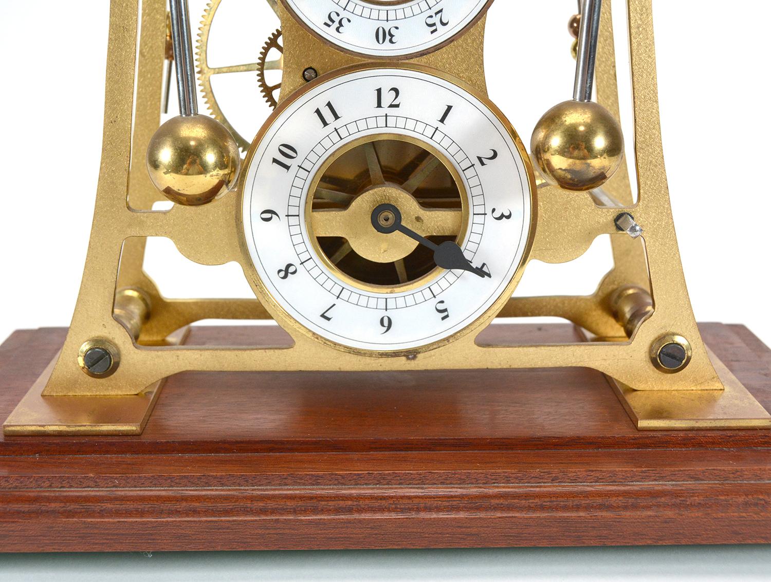 Horloge de sauterelle anglaise vintage Devon Harrison Grasshopper à double pendule squelette en vente 2