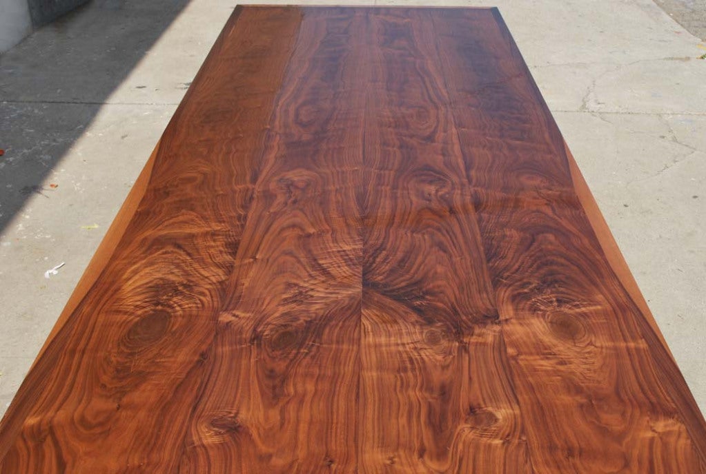 Modern Parsons Table in Bookmatched Walnut, Custom Made by Petersen Antiques For Sale