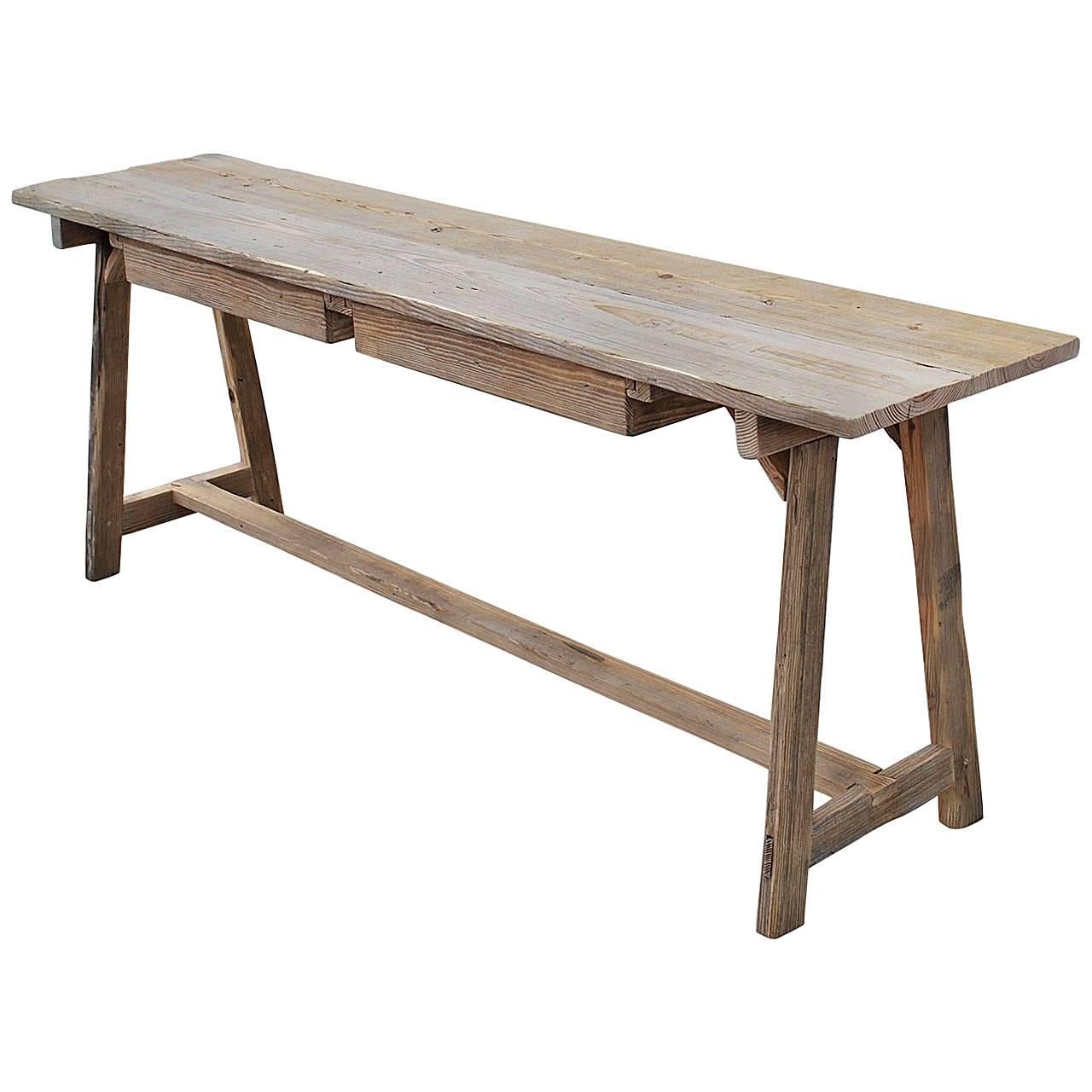 Made to Order Console Table or Work Table in Reclaimed Wood by Petersen Antiques