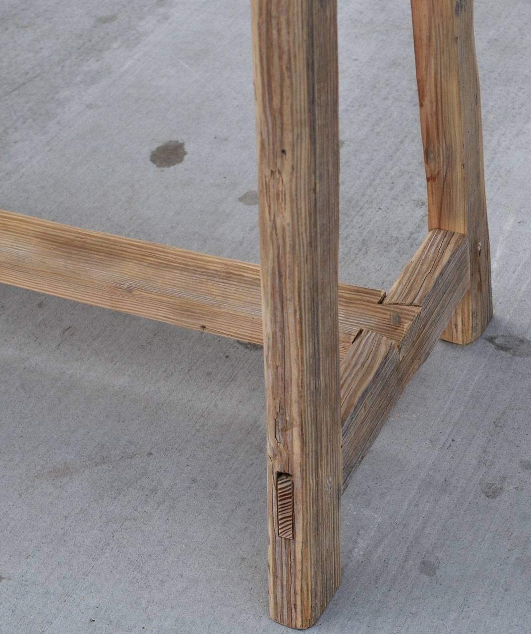 Primitive Agnes Console Table made from Reclaimed Wood by Petersen Antiques For Sale