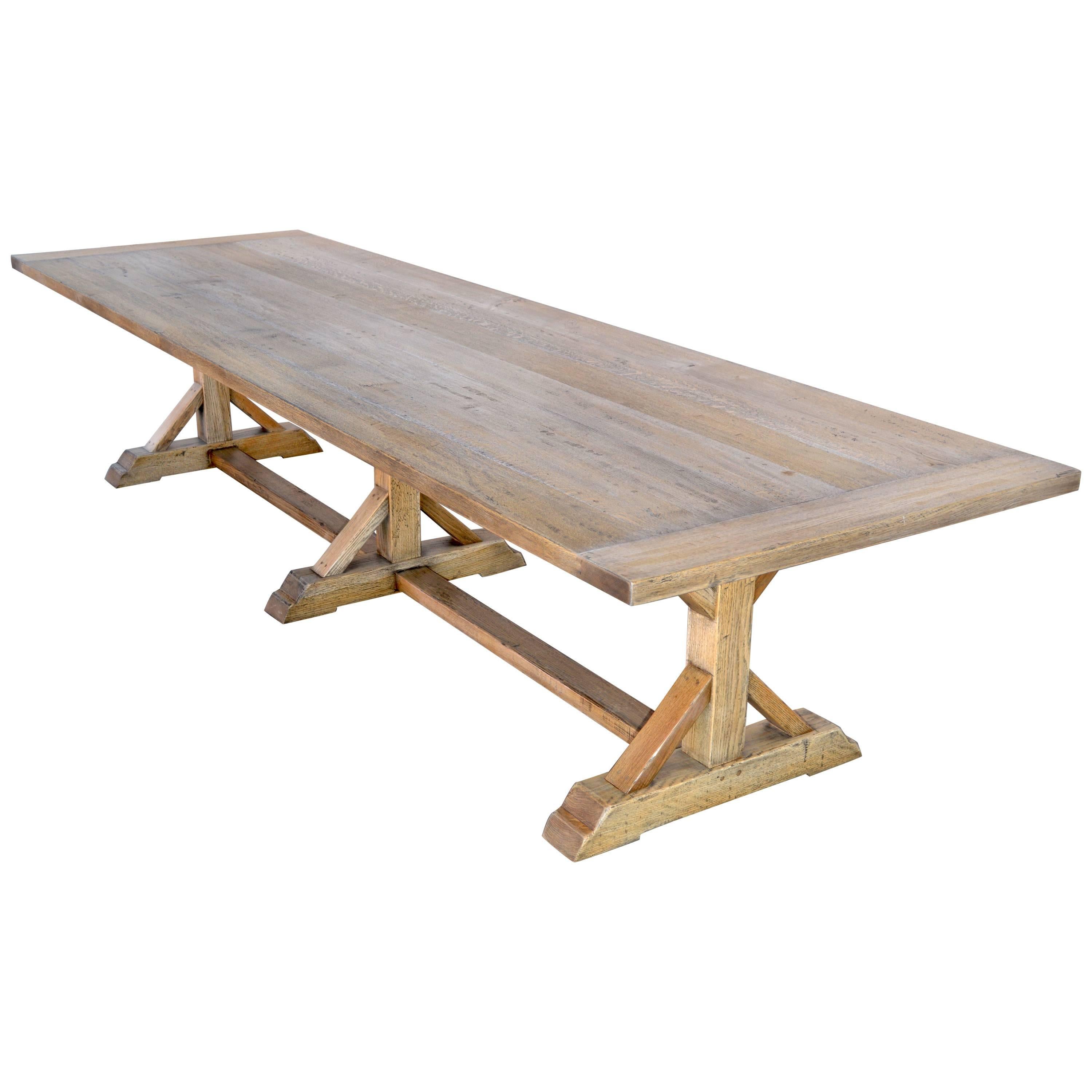 Custom Farm Table in Vintage White Oak, Built to Order by Petersen Antiques