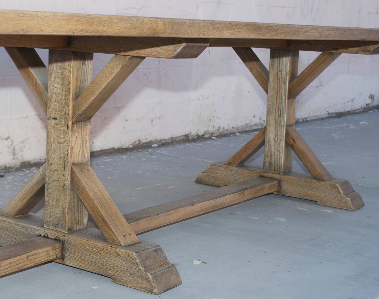 American Elsa Farm Table in Vintage White Oak, Built to Order by Petersen Antiques For Sale