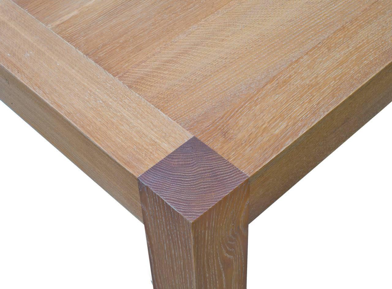 Minimalist Parsons Table with Classic Limed Oak Finish, Built to Order For Sale