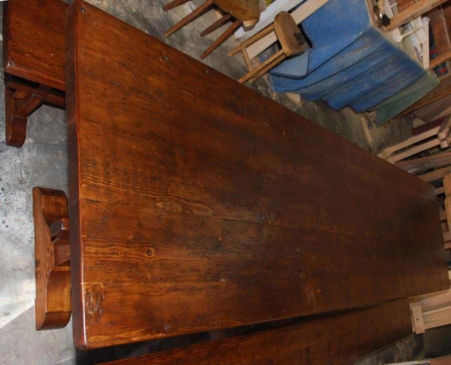 Americano Tavolo a cavalletto/panca in pino rigenerato, realizzato su misura da Petersen Antiques in vendita