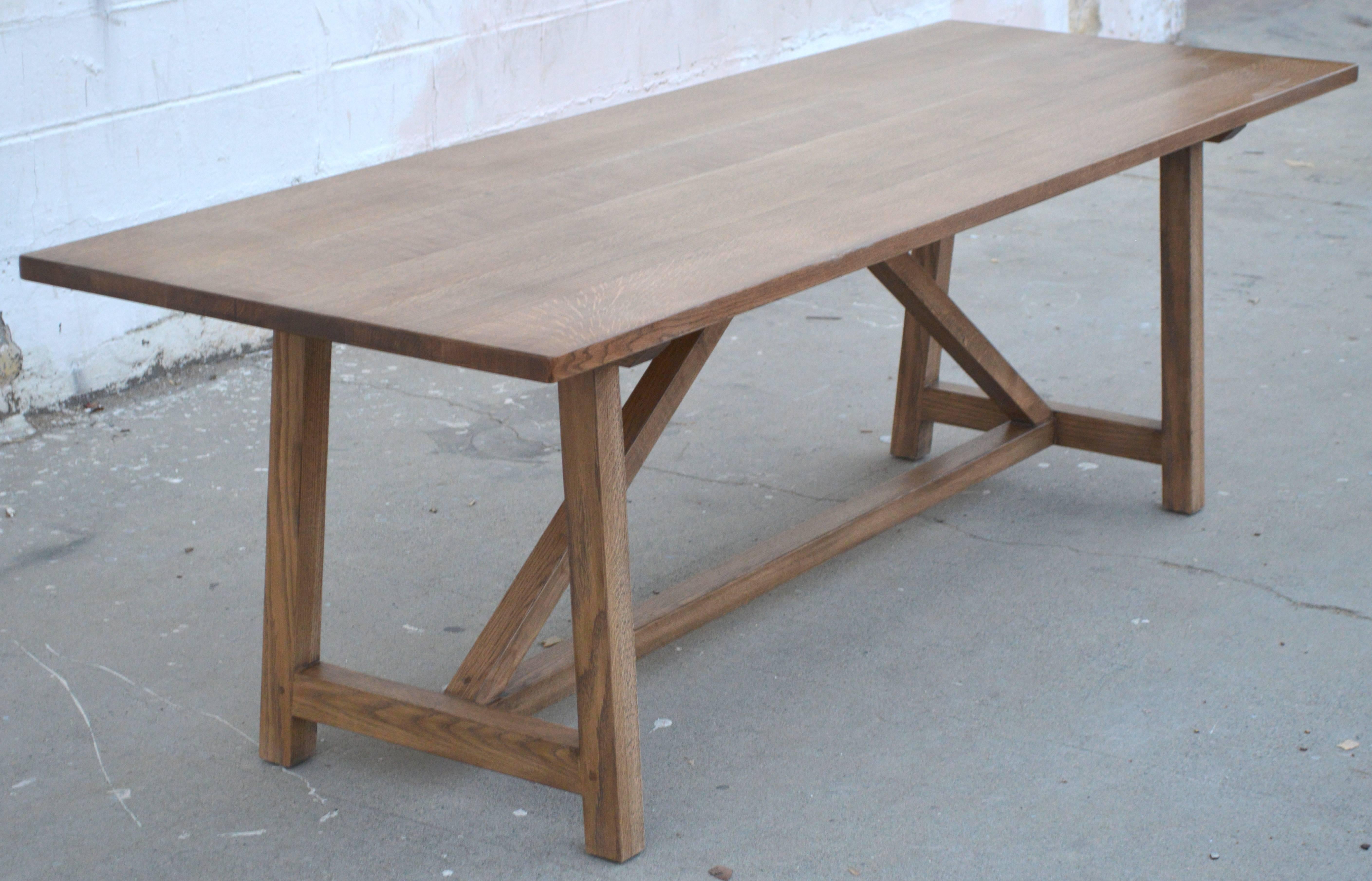 Contemporary Iris Dining Table in Rift Sawn White Oak, Built to Order by Petersen Antiques  For Sale