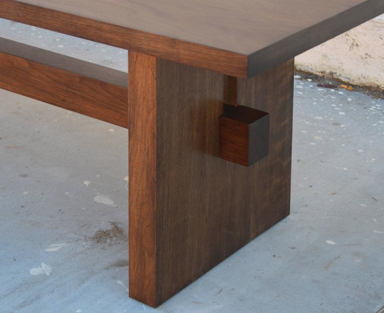 Contemporary Black Walnut Trestle Table, Custom Made by Petersen Antiques For Sale