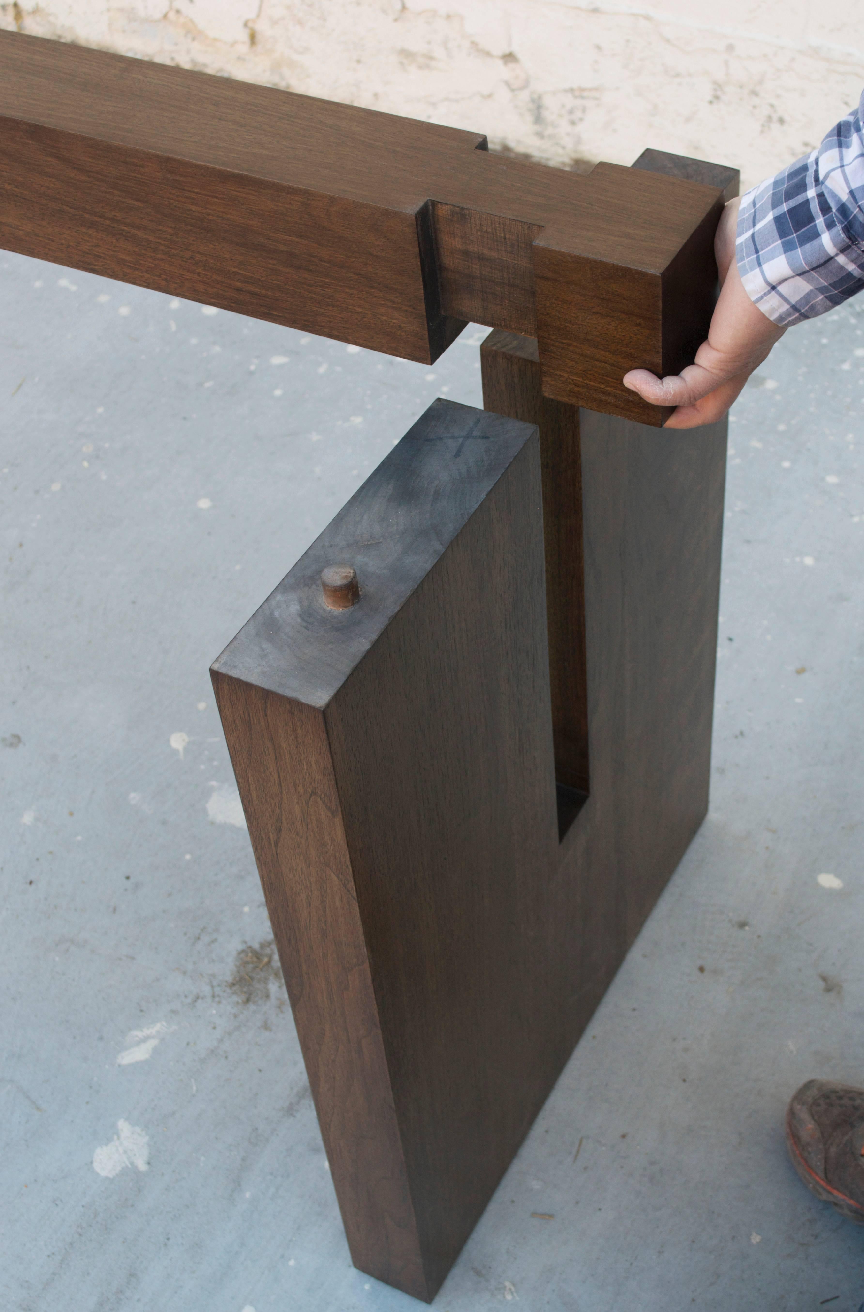 Black Walnut Trestle Table, Custom Made by Petersen Antiques In Excellent Condition In Los Angeles, CA