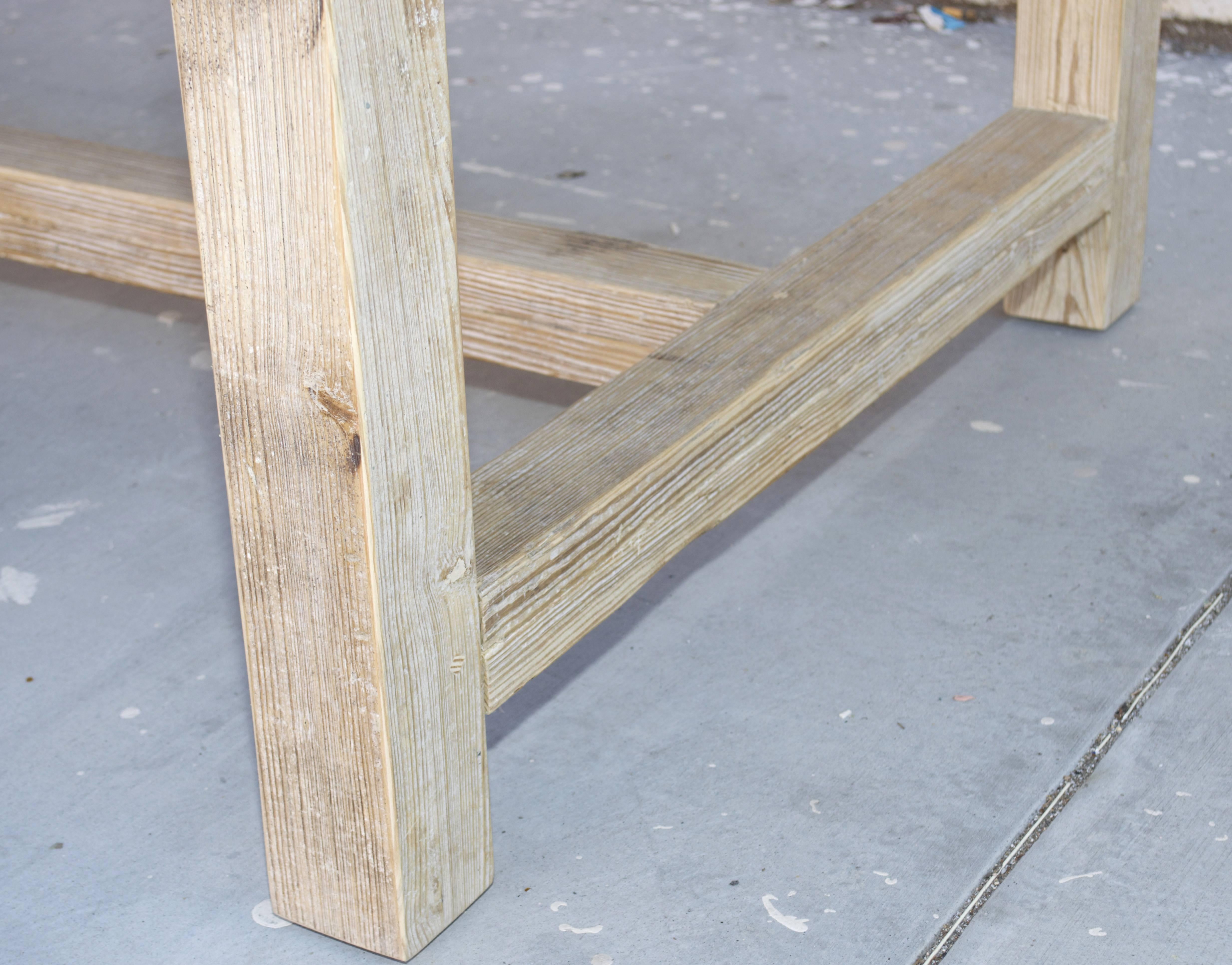 American Vintage Pine Farm or Harvest Table, Sun Bleached and Weathered 