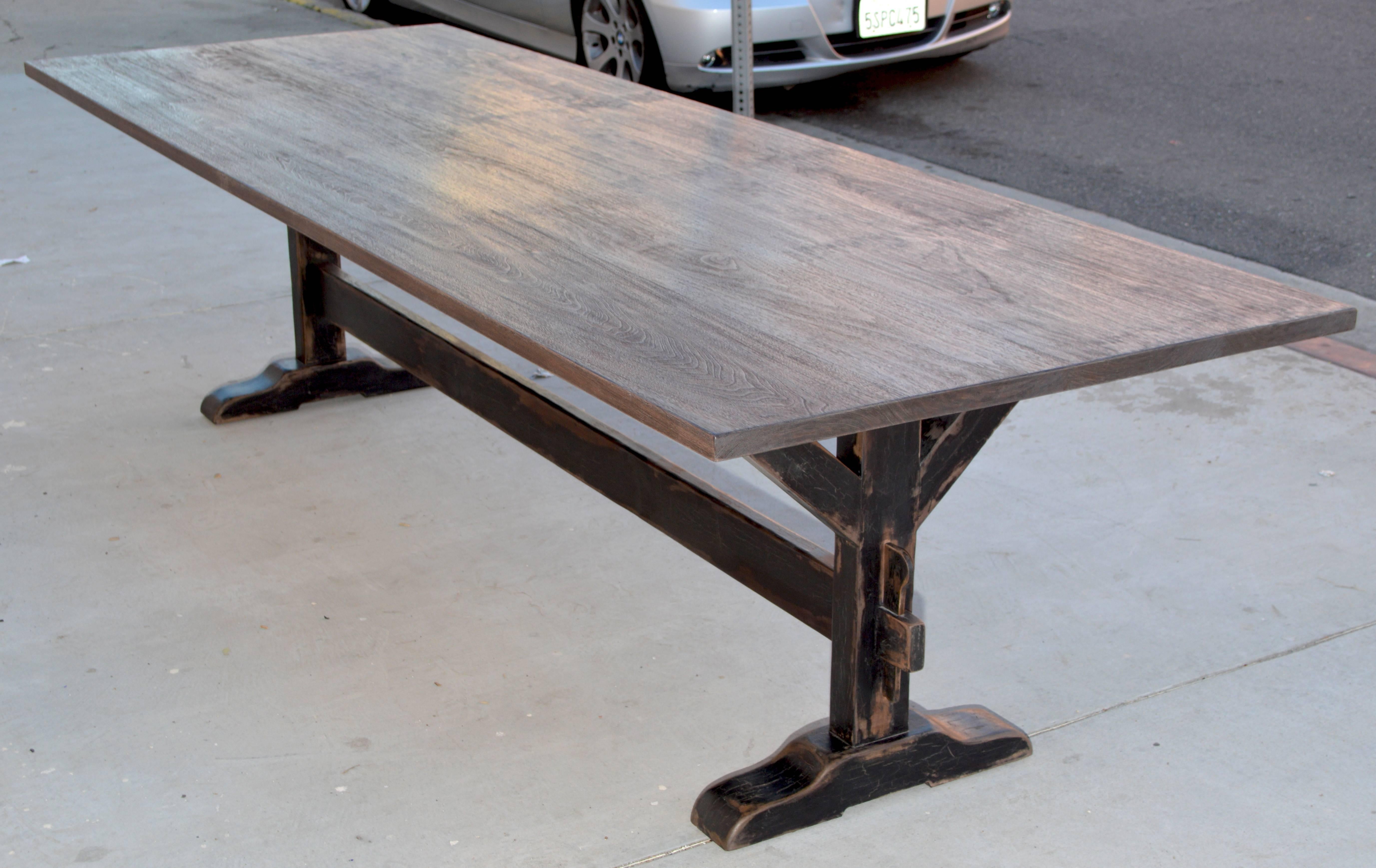 Trestle Table in Solid Walnut, Built to Order by Petersen Antiques For Sale 1