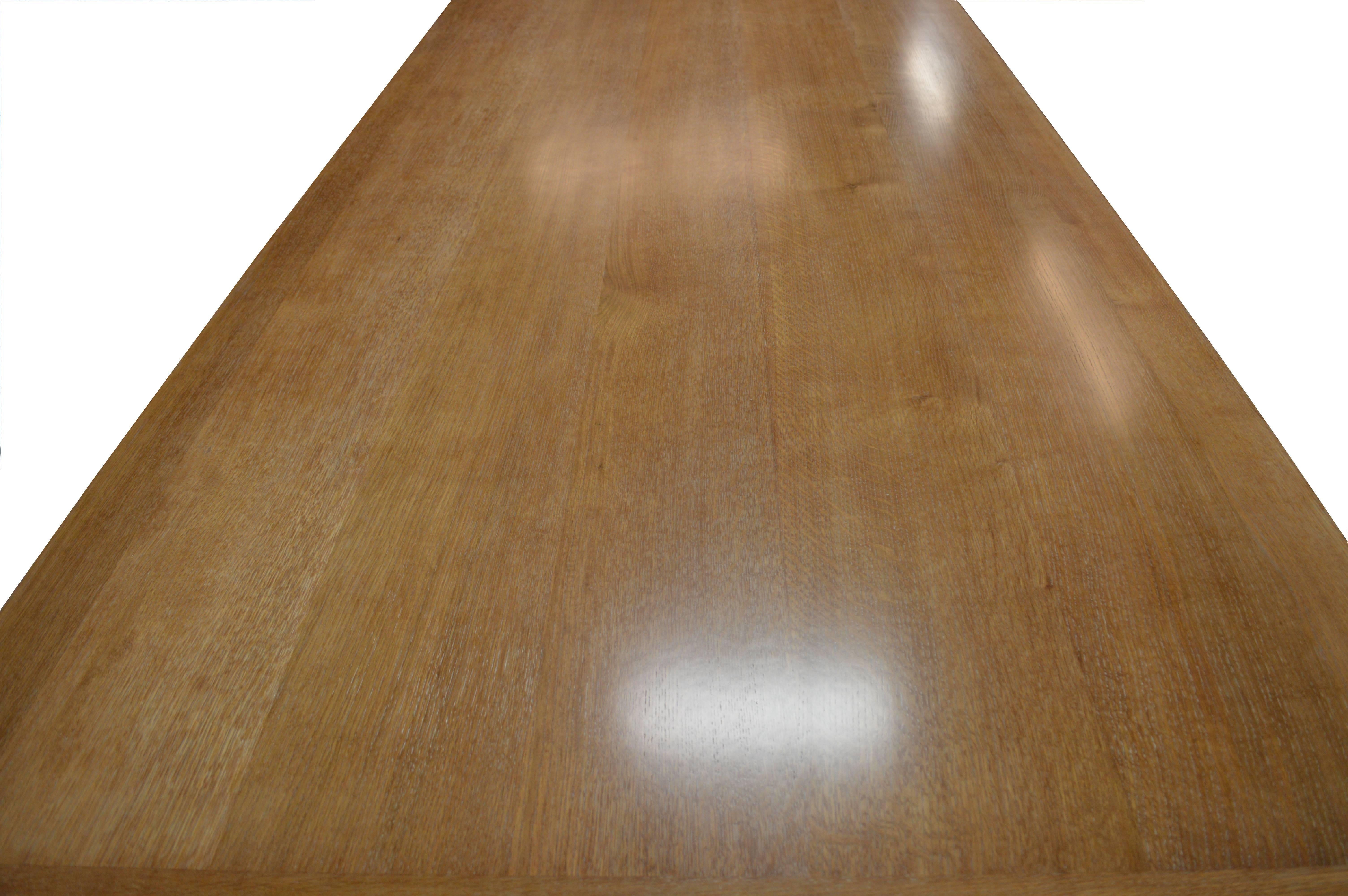 Parsons Table in Cerused Rift-Sawn White Oak, Custom Made In Excellent Condition For Sale In Los Angeles, CA