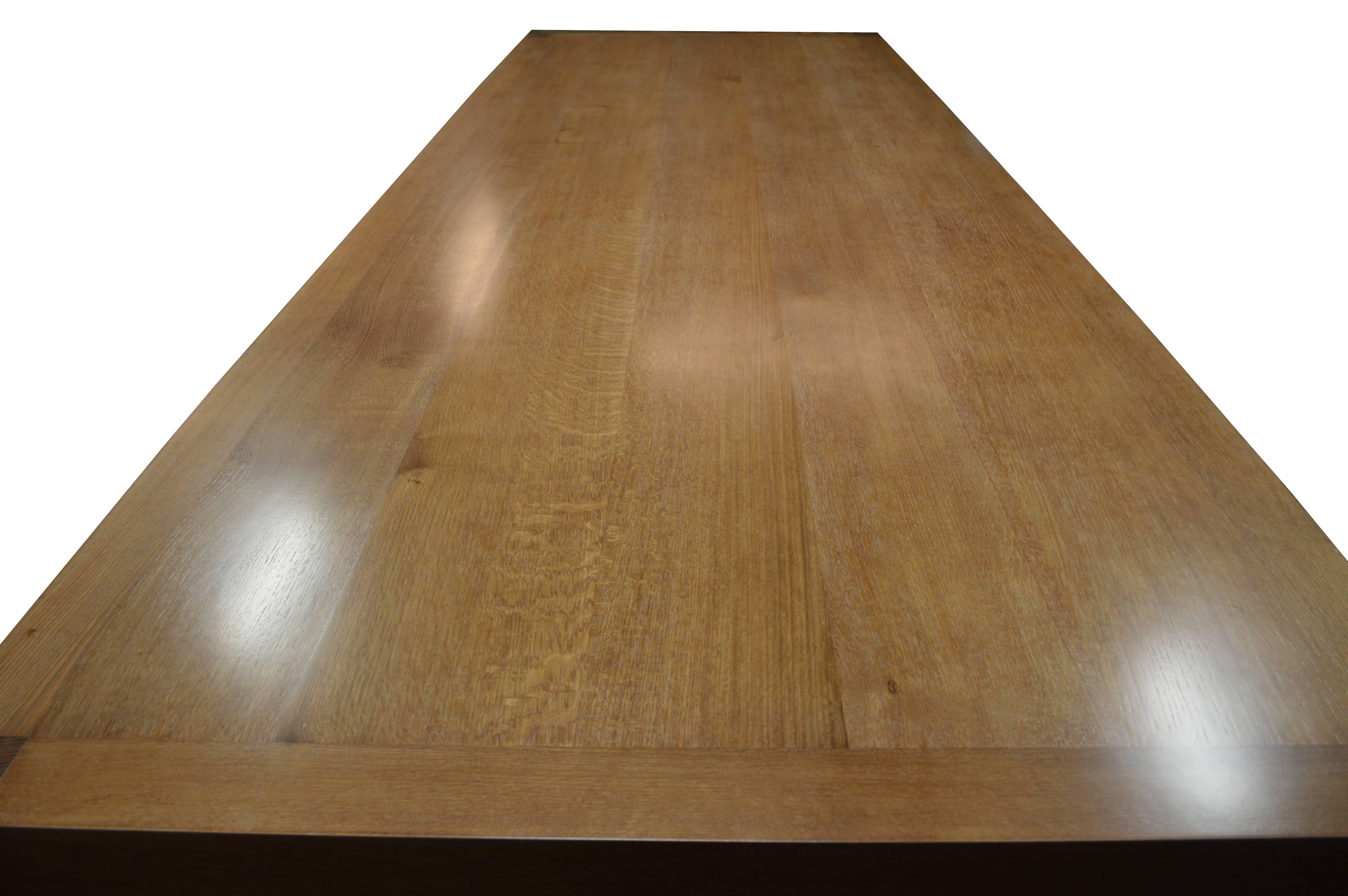 Contemporary Parsons Table in Cerused Rift-Sawn White Oak, Custom Made For Sale