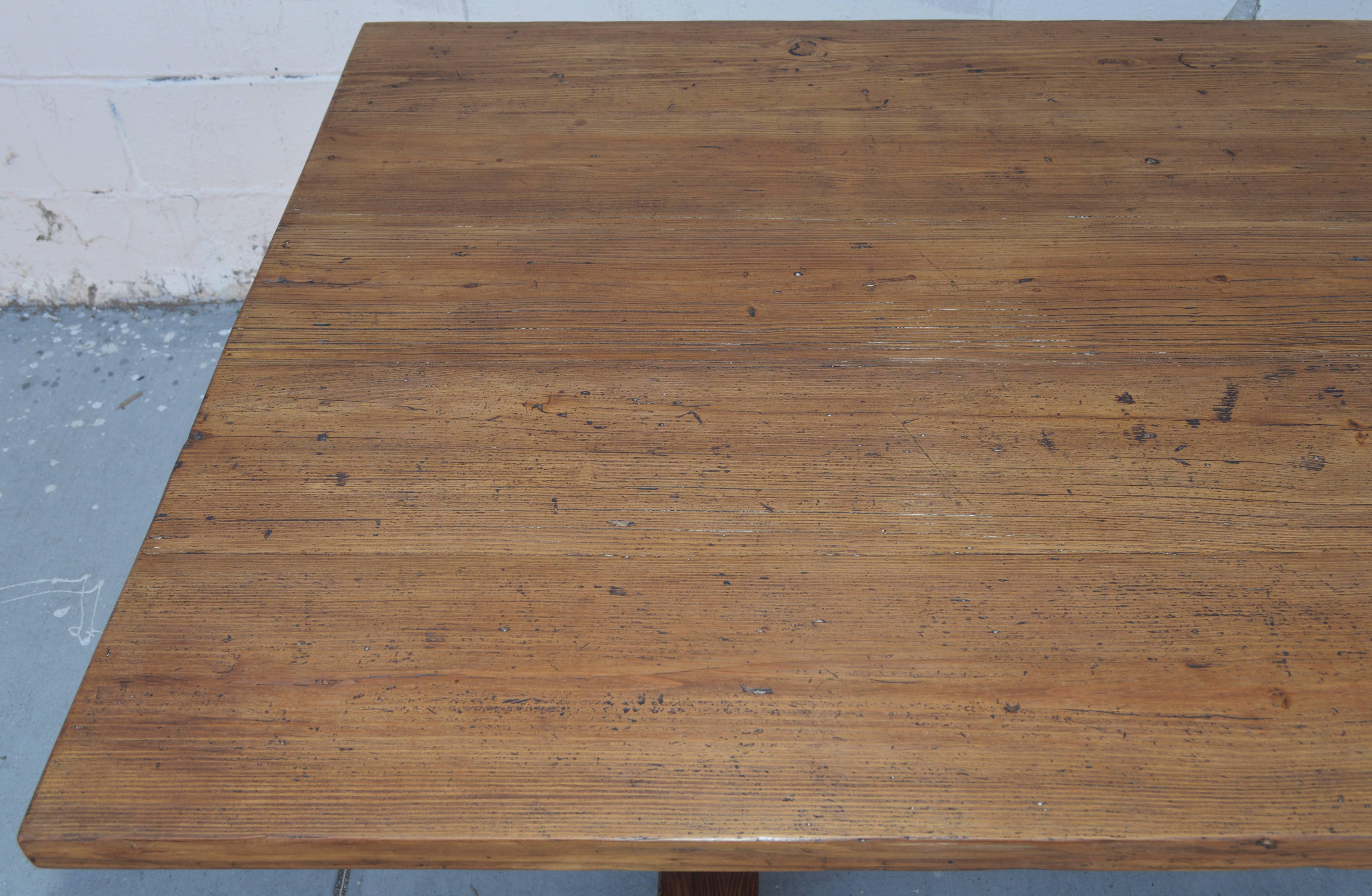American Collapsible Trestle Table in Vintage Pine, Custom Made For Sale