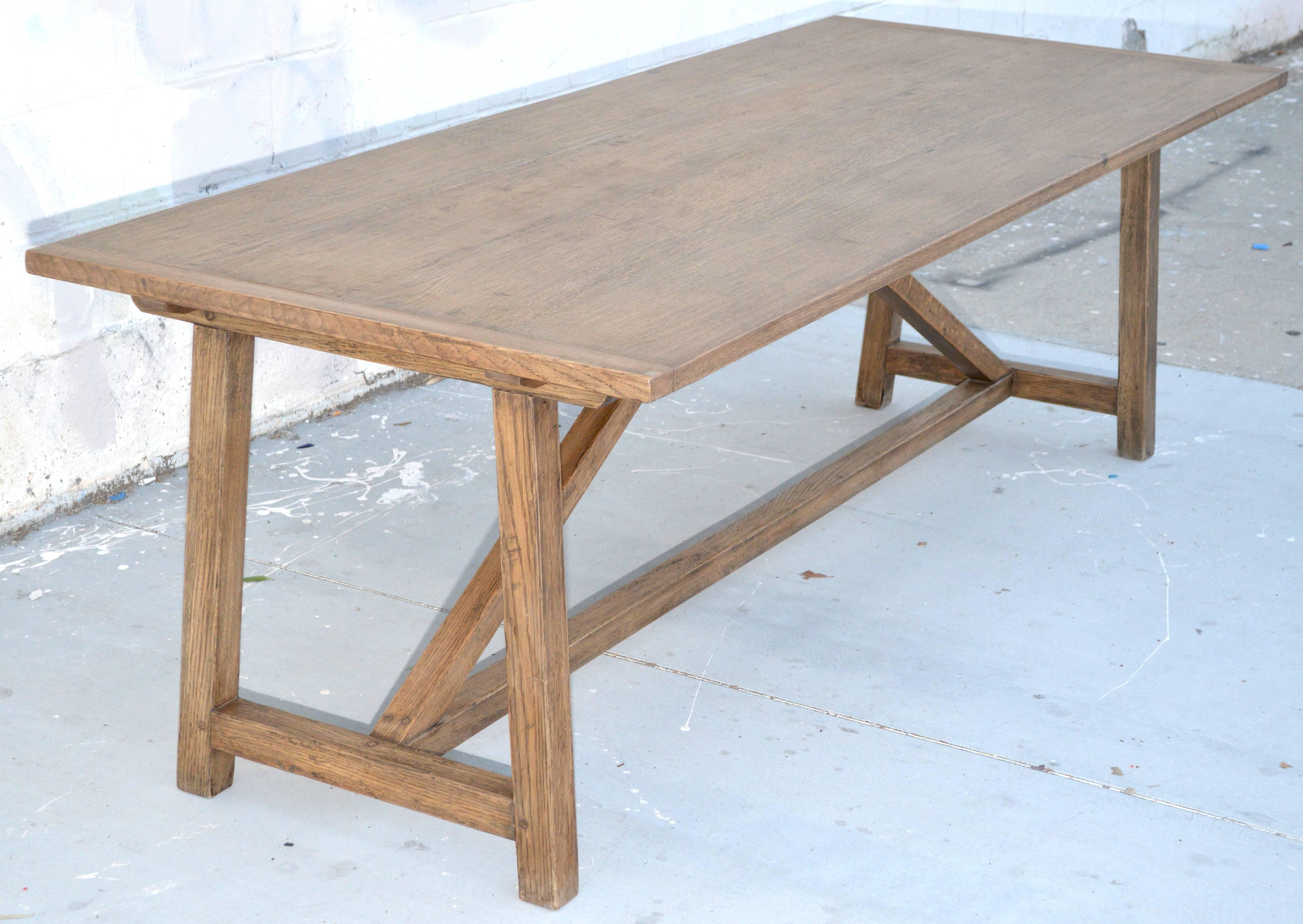 Custom dining table in distressed, rift-sawn, white oak. As shown here: 80