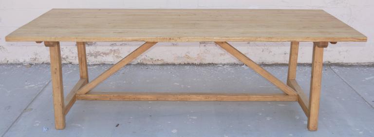 Country Expandable Farm Table in Reclaimed Heart-Pine, Custom Made by Petersen Antiques For Sale