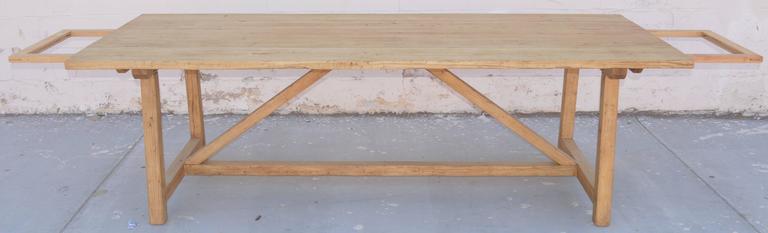 American Expandable Farm Table in Reclaimed Heart-Pine, Custom Made by Petersen Antiques For Sale