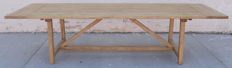 Contemporary Expandable Farm Table in Reclaimed Heart-Pine, Custom Made by Petersen Antiques For Sale