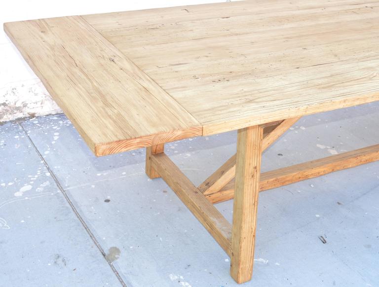 Expandable Farm Table in Reclaimed Heart-Pine, Custom Made by Petersen Antiques For Sale 1