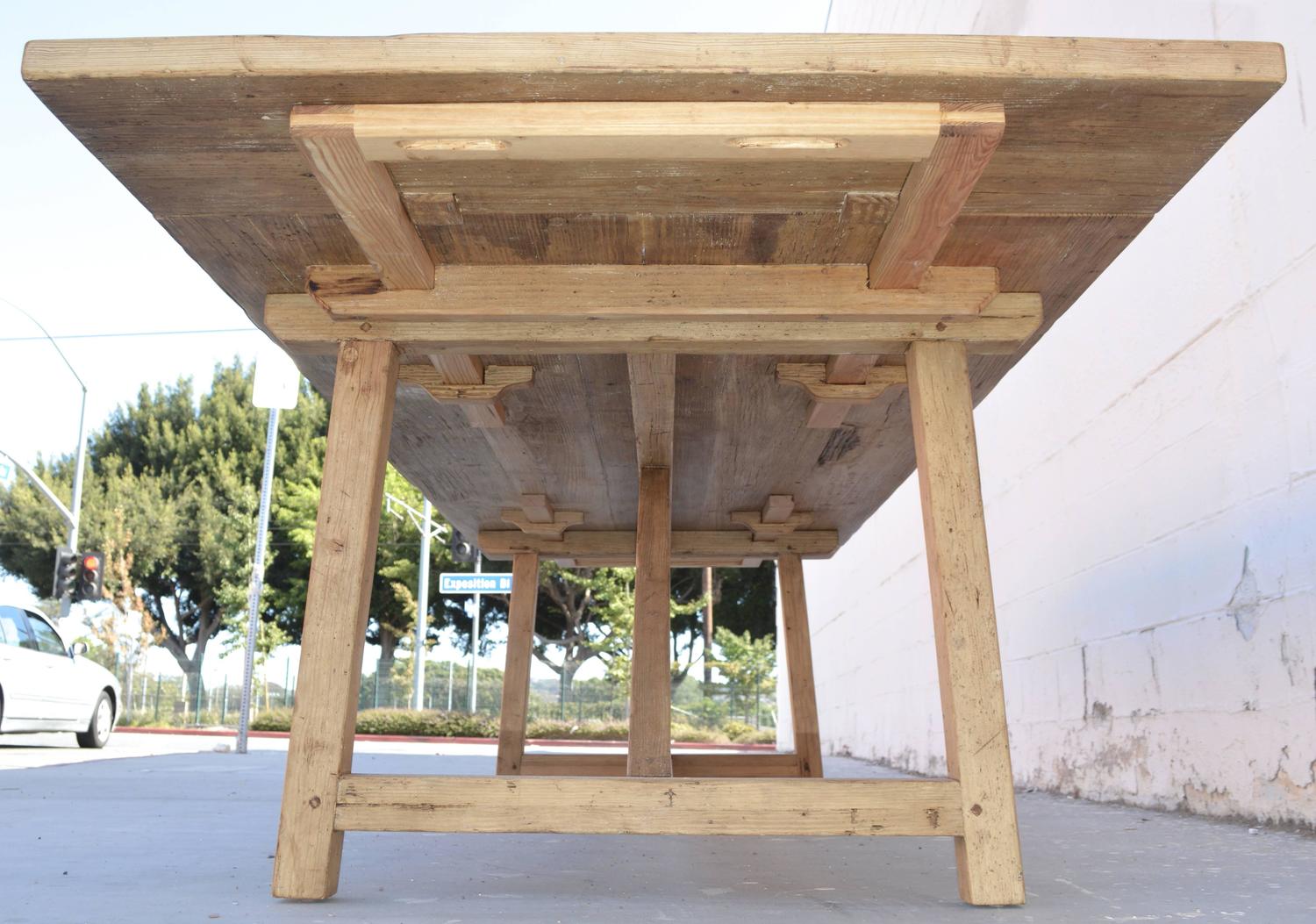 Large Farm Table with Extensions in Vintage, Reclaimed HeartPine