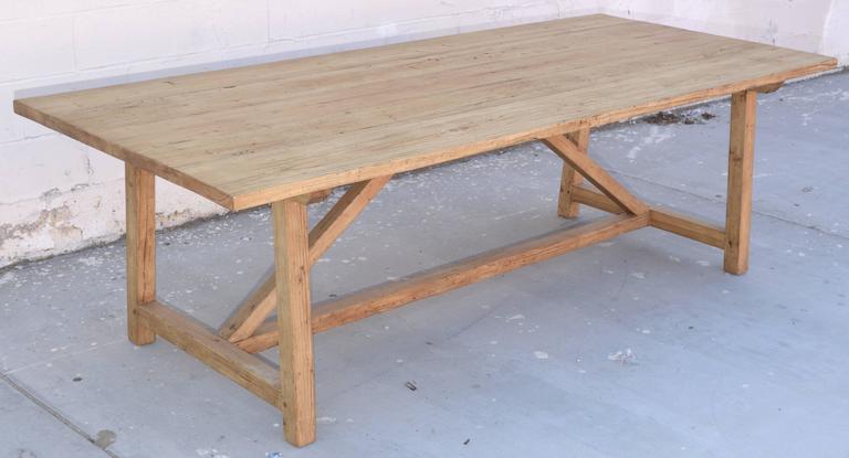 Expandable Farm Table in Reclaimed Heart-Pine, Custom Made by Petersen Antiques For Sale 4