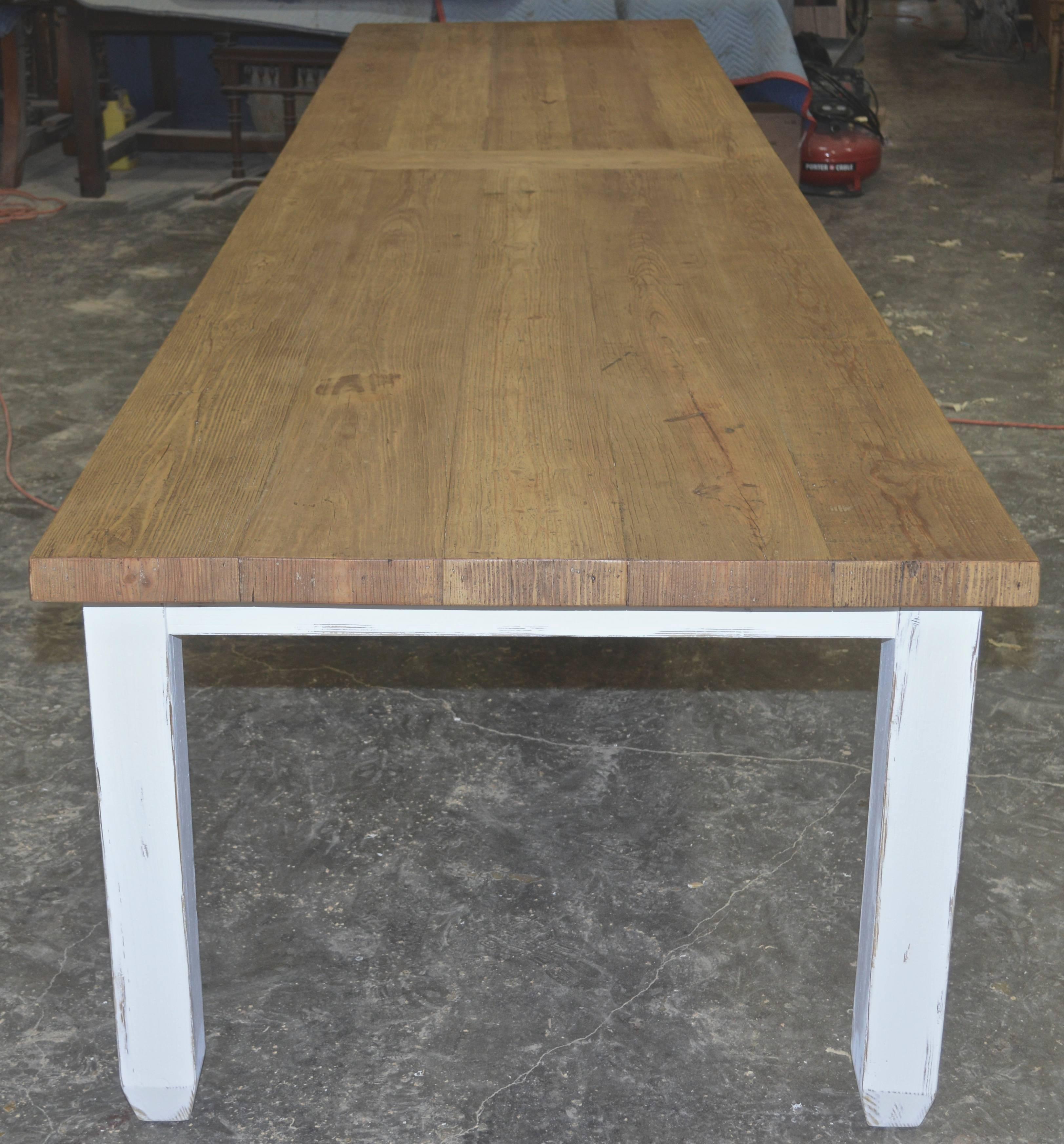 This long farm table is made entirely of reclaimed, vintage heart pine and hand selected for its beautiful patina and character. This table is 13 feet long, but can be ordered in almost any size.

Because each table is bench-made in our own Los