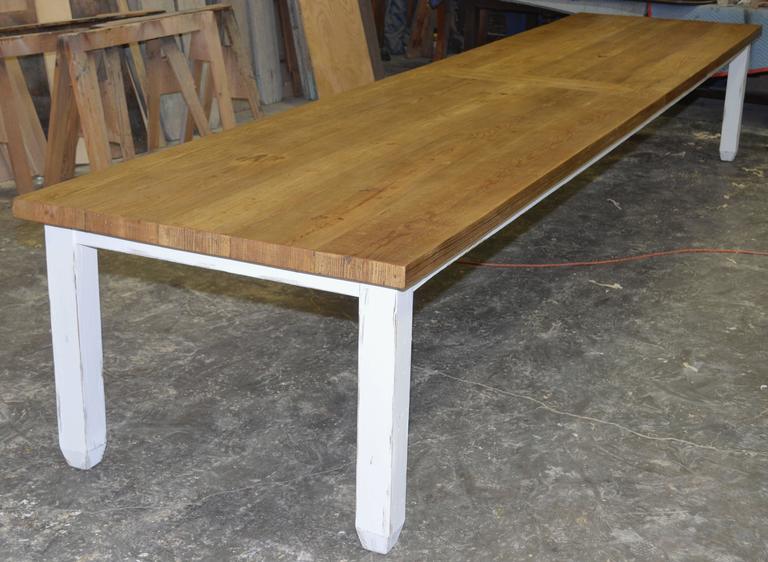 Long Farm Table in Reclaimed Heart Pine, Custom Made by Petersen
