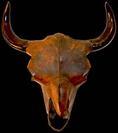 Bisonkopf-Skulptur aus Kupfer:: signiert und datiert 1977