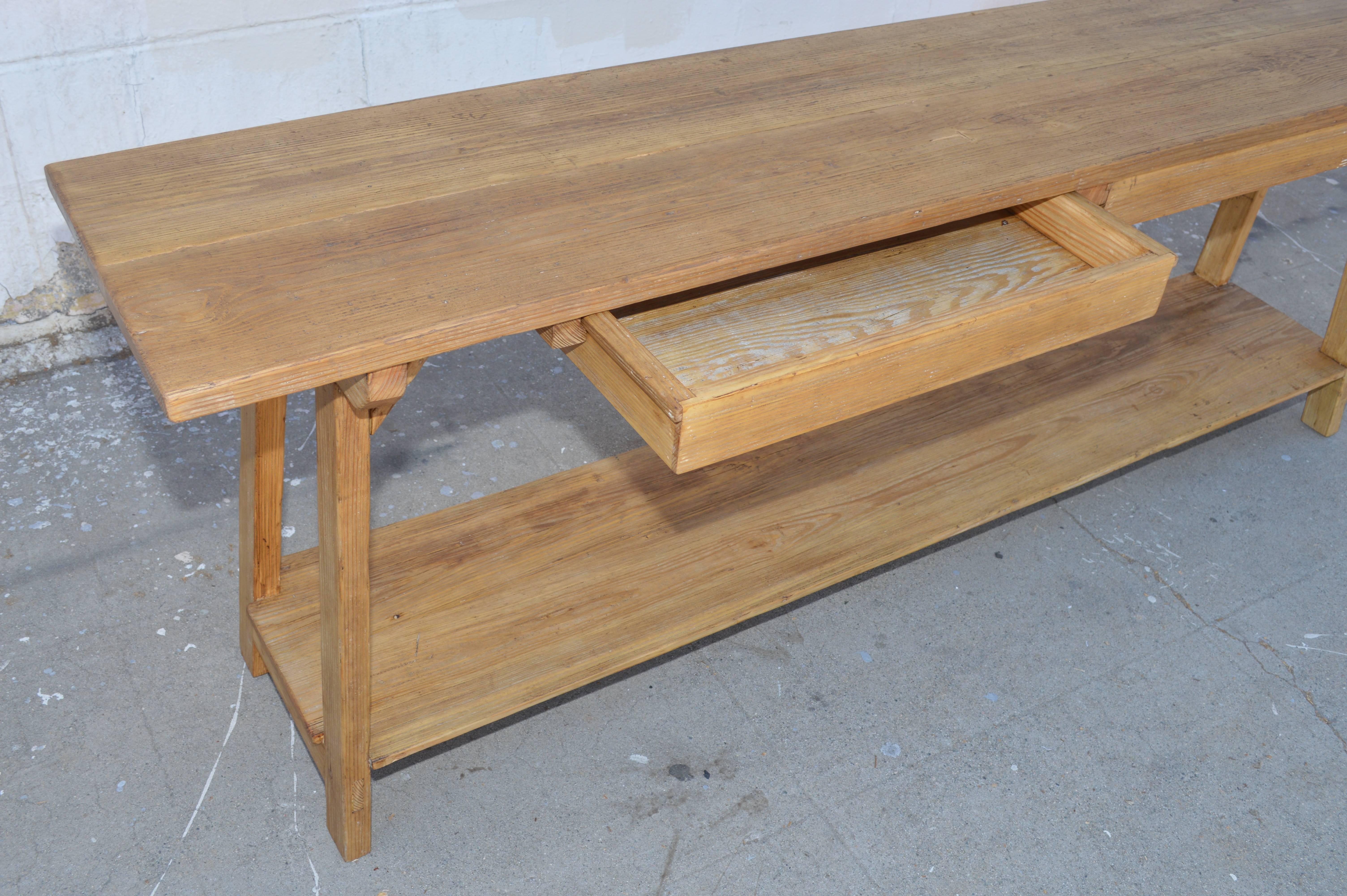 Reclaimed Wood AgathaConsole Table in Reclaimed Heart-Pine, Built to Order by Petersen Antiques For Sale